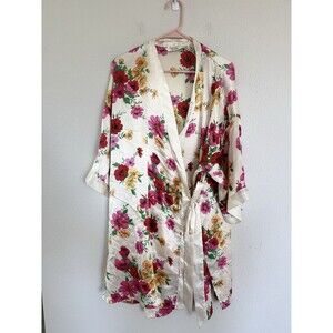 Victoria’s Secret Vintage Gold Label Tropical Floral Kimono Robe One Size Satin